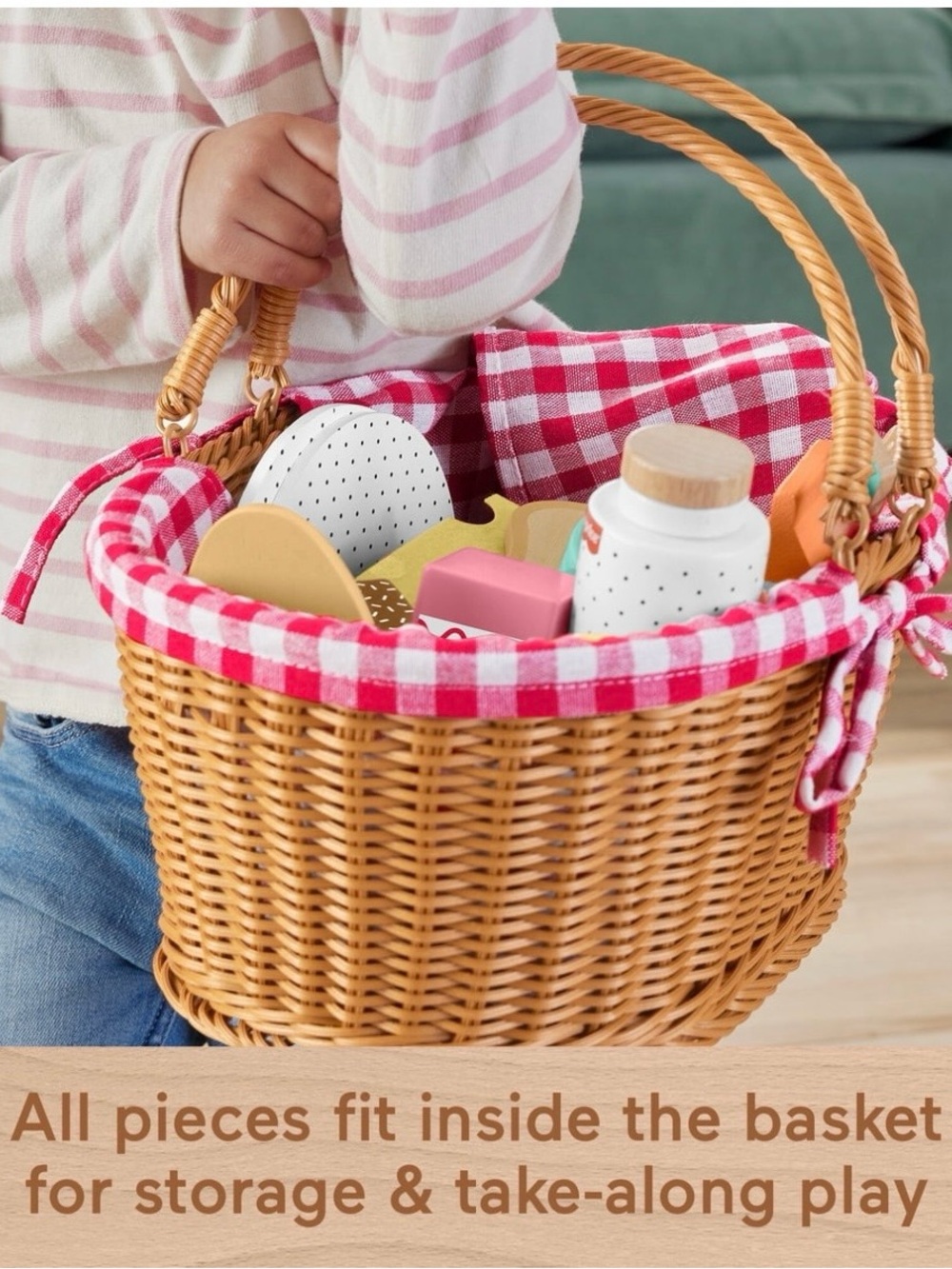 NWT Fisher-Price Play Picnic Basket Play Food Set - 31 Piece Play Food Set - Picture 4 of 7